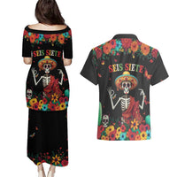 Seis Siete Dia de los Muertos Couples Matching Puletasi and Hawaiian Shirt Mexican Funny 67 Calaca Skeleton Sombrero - Wonder Print Shop