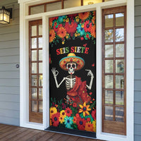 Seis Siete Dia de los Muertos Door Cover Mexican Funny 67 Calaca Skeleton Sombrero - Wonder Print Shop