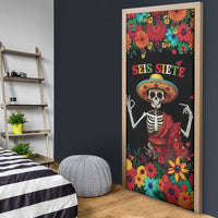 Seis Siete Dia de los Muertos Door Cover Mexican Funny 67 Calaca Skeleton Sombrero - Wonder Print Shop