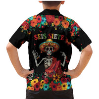 Seis Siete Dia de los Muertos Family Matching Mermaid Dress and Hawaiian Shirt Mexican Funny 67 Calaca Skeleton Sombrero - Wonder Print Shop