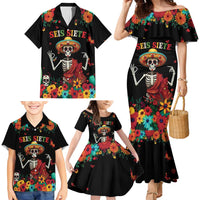Seis Siete Dia de los Muertos Family Matching Mermaid Dress and Hawaiian Shirt Mexican Funny 67 Calaca Skeleton Sombrero - Wonder Print Shop