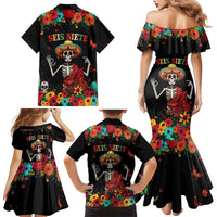 Seis Siete Dia de los Muertos Family Matching Mermaid Dress and Hawaiian Shirt Mexican Funny 67 Calaca Skeleton Sombrero - Wonder Print Shop