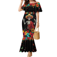 Seis Siete Dia de los Muertos Family Matching Mermaid Dress and Hawaiian Shirt Mexican Funny 67 Calaca Skeleton Sombrero - Wonder Print Shop