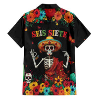 Seis Siete Dia de los Muertos Family Matching Off The Shoulder Long Sleeve Dress and Hawaiian Shirt Mexican Funny 67 Calaca Skeleton Sombrero - Wonder Print Shop