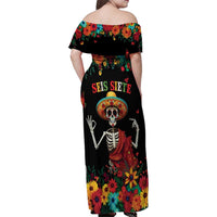 Seis Siete Dia de los Muertos Family Matching Off Shoulder Maxi Dress and Hawaiian Shirt Mexican Funny 67 Calaca Skeleton Sombrero - Wonder Print Shop