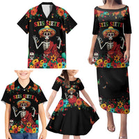 Seis Siete Dia de los Muertos Family Matching Puletasi and Hawaiian Shirt Mexican Funny 67 Calaca Skeleton Sombrero - Wonder Print Shop