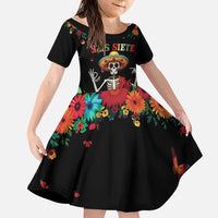 Seis Siete Dia de los Muertos Family Matching Short Sleeve Bodycon Dress and Hawaiian Shirt Mexican Funny 67 Calaca Skeleton Sombrero - Wonder Print Shop