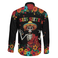 Seis Siete Dia de los Muertos Family Matching Short Sleeve Bodycon Dress and Hawaiian Shirt Mexican Funny 67 Calaca Skeleton Sombrero - Wonder Print Shop