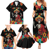 Seis Siete Dia de los Muertos Family Matching Summer Maxi Dress and Hawaiian Shirt Mexican Funny 67 Calaca Skeleton Sombrero - Wonder Print Shop