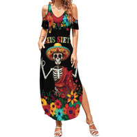 Seis Siete Dia de los Muertos Family Matching Summer Maxi Dress and Hawaiian Shirt Mexican Funny 67 Calaca Skeleton Sombrero - Wonder Print Shop