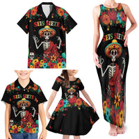 Seis Siete Dia de los Muertos Family Matching Tank Maxi Dress and Hawaiian Shirt Mexican Funny 67 Calaca Skeleton Sombrero - Wonder Print Shop