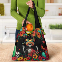 Seis Siete Dia de los Muertos Grocery Bag Mexican Funny 67 Calaca Skeleton Sombrero - Wonder Print Shop
