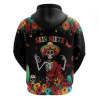 Seis Siete Dia de los Muertos Hoodie Mexican Funny 67 Calaca Skeleton Sombrero - Wonder Print Shop