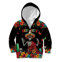 Seis Siete Dia de los Muertos Kid Hoodie Mexican Funny 67 Calaca Skeleton Sombrero - Wonder Print Shop