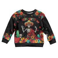 Seis Siete Dia de los Muertos Kid Ugly Christmas Sweater Mexican Funny 67 Calaca Skeleton Sombrero - Wonder Print Shop