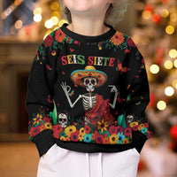 Seis Siete Dia de los Muertos Kid Ugly Christmas Sweater Mexican Funny 67 Calaca Skeleton Sombrero - Wonder Print Shop