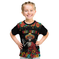 Seis Siete Dia de los Muertos Kid T Shirt Mexican Funny 67 Calaca Skeleton Sombrero - Wonder Print Shop