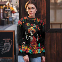 Seis Siete Dia de los Muertos Ugly Christmas Sweater Mexican Funny 67 Calaca Skeleton Sombrero - Wonder Print Shop