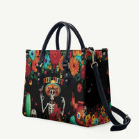 Seis Siete Dia de los Muertos Leather Bag Mexican Funny 67 Calaca Skeleton Sombrero - Wonder Print Shop