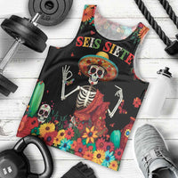 Seis Siete Dia de los Muertos Men Tank Top Mexican Funny 67 Calaca Skeleton Sombrero - Wonder Print Shop