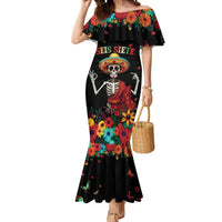 Seis Siete Dia de los Muertos Mermaid Dress Mexican Funny 67 Calaca Skeleton Sombrero - Wonder Print Shop