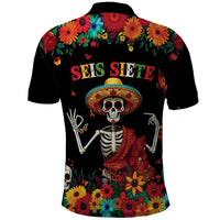 Seis Siete Dia de los Muertos Polo Shirt Mexican Funny 67 Calaca Skeleton Sombrero - Wonder Print Shop