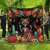 Seis Siete Dia de los Muertos Quilt Mexican Funny 67 Calaca Skeleton Sombrero - Wonder Print Shop