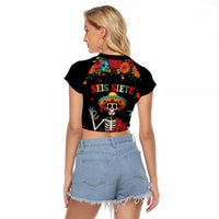 Seis Siete Dia de los Muertos Raglan Cropped T Shirt Mexican Funny 67 Calaca Skeleton Sombrero - Wonder Print Shop