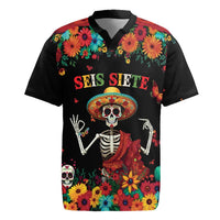 Seis Siete Dia de los Muertos Rugby Jersey Mexican Funny 67 Calaca Skeleton Sombrero - Wonder Print Shop