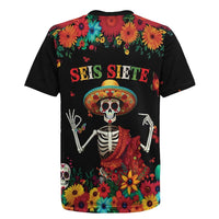 Seis Siete Dia de los Muertos Rugby Jersey Mexican Funny 67 Calaca Skeleton Sombrero - Wonder Print Shop