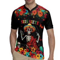Seis Siete Dia de los Muertos Rugby Jersey Mexican Funny 67 Calaca Skeleton Sombrero - Wonder Print Shop