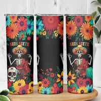 Seis Siete Dia de los Muertos Skinny Tumbler Mexican Funny 67 Calaca Skeleton Sombrero - Wonder Print Shop