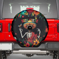 Seis Siete Dia de los Muertos Spare Tire Cover Mexican Funny 67 Calaca Skeleton Sombrero - Wonder Print Shop