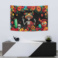 Seis Siete Dia de los Muertos Tapestry Mexican Funny 67 Calaca Skeleton Sombrero - Wonder Print Shop