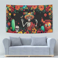 Seis Siete Dia de los Muertos Tapestry Mexican Funny 67 Calaca Skeleton Sombrero - Wonder Print Shop