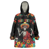 Seis Siete Dia de los Muertos Wearable Blanket Hoodie Mexican Funny 67 Calaca Skeleton Sombrero - Wonder Print Shop