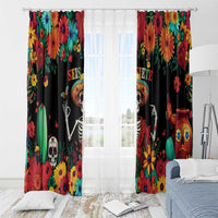 Seis Siete Dia de los Muertos Window Curtain Mexican Funny 67 Calaca Skeleton Sombrero - Wonder Print Shop