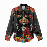 Seis Siete Dia de los Muertos Women Casual Shirt Mexican Funny 67 Calaca Skeleton Sombrero - Wonder Print Shop