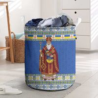 Ukraine Christmas Laundry Basket Saint Nicholas Vyshyvanka Style - Wonder Print Shop