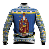 Ukraine Christmas Baseball Jacket Saint Nicholas Vyshyvanka Style - Wonder Print Shop