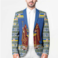 Ukraine Christmas Blazer Saint Nicholas Vyshyvanka Style - Wonder Print Shop