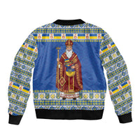 Ukraine Christmas Bomber Jacket Saint Nicholas Vyshyvanka Style - Wonder Print Shop