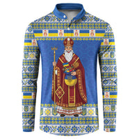 Ukraine Christmas Button Sweatshirt Saint Nicholas Vyshyvanka Style - Wonder Print Shop