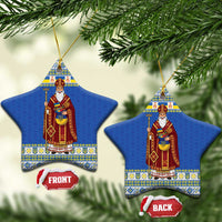 Ukraine Christmas Ceramic Ornament Saint Nicholas Vyshyvanka Style - Wonder Print Shop