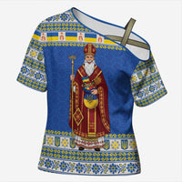 Ukraine Christmas Cross Shoulder Shirt Saint Nicholas Vyshyvanka Style - Wonder Print Shop