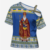 Ukraine Christmas Cross Shoulder Shirt Saint Nicholas Vyshyvanka Style - Wonder Print Shop