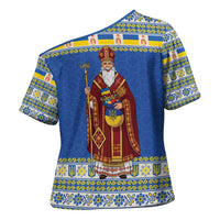 Ukraine Christmas Cross Shoulder Shirt Saint Nicholas Vyshyvanka Style - Wonder Print Shop