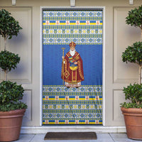 Ukraine Christmas Door Cover Saint Nicholas Vyshyvanka Style - Wonder Print Shop