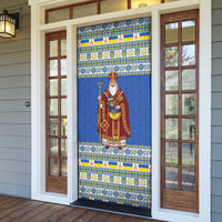 Ukraine Christmas Door Cover Saint Nicholas Vyshyvanka Style - Wonder Print Shop