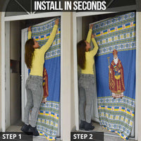 Ukraine Christmas Door Cover Saint Nicholas Vyshyvanka Style - Wonder Print Shop